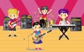 Musicians and Musical Instruments Rock band, music group with musicians concept of artistic people vector illustration. Royalty Free Stock Photo