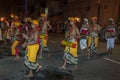 Musicians perform along the streets of Kandy during the Esala Perahera in Kandy, Sri Lanka.