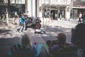 Musicians performing on the 3rd Street Promenade near world-famous Santa Monica Beach & Pier Royalty Free Stock Photo