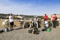Musicians play for tourists on Charles bridge
