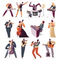 Musicians playing instruments in orchestra vector Royalty Free Stock Photo