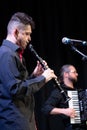 Musicians playing klezmer music during a faculty concert at the Klezfest music festival, London UK