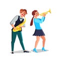 Musicians Playing on Saxophone And Trumpet Vector Royalty Free Stock Photo