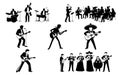 musicians playing various instruments Silhouettes bundle set Royalty Free Stock Photo