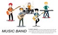 Musicians rock group ,Play guitar,Singer, guitarist, drummer, solo guitarist, bassist, keyboardist. Rock band.Vector illustration