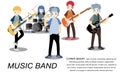 Musicians rock group ,Play guitar,Singer, guitarist, drummer, solo guitarist, bassist, keyboardist. Rock band.Vector illustration