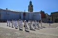 Musicians of the royal military band near The Royal Palace at Stockholm, Sweden