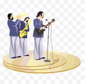musicians on stage character illustration on white background
