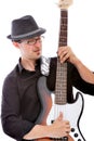 Musicist playing his guitar Royalty Free Stock Photo