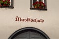 Musikschule (Music School) Sign on a Building Facade Royalty Free Stock Photo
