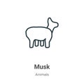 Musk outline vector icon. Thin line black musk icon, flat vector simple element illustration from editable animals concept