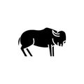 Musk ox black icon, vector sign on isolated background. Musk ox concept symbol, illustration