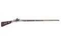 Musket decorated with bone and brass. Flintlock rifle.