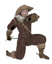 Musketeer with sword kneeling