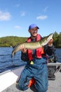 Fisherman Holds a Muskie Caught Fishing