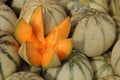 Muskmelons on the market Royalty Free Stock Photo