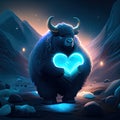 Muskox hugging heart Lovely bull with heart shape in his hands. 3D rendering AI Generated animal ai