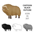 Muskox of stone age icon in cartoon style isolated on white background. Stone age symbol stock vector illustration.