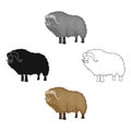 Muskox of stone age icon in cartoon style isolated on white background. Stone age symbol stock vector illustration.