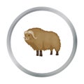 Muskox of stone age icon in cartoon style isolated on white background.