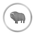 Muskox of stone age icon in monochrome style isolated on white background. Stone age symbol stock vector illustration.