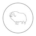 Muskox of stone age icon in outline style isolated on white background. Stone age symbol stock vector illustration.