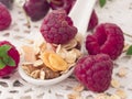 Musli with fresh raspberries