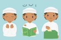 Muslim African American Boy Cartoon Vector Collection