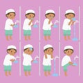 Muslim African American Boy Perform Ablution Steps Vector Collection Royalty Free Stock Photo