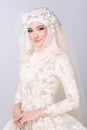 Muslim arabic bride in Lace Bead wedding dress