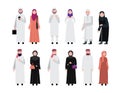 Muslim arabic people on white background.