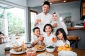 Muslim family breaking the fast