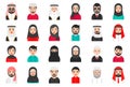 Muslim avatar vector icon set, flat style