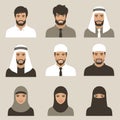 Muslim avatars, vector arab people