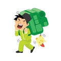 muslim boy carrying backpack. Vector illustration decorative design