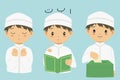 Muslim Boy Cartoon Vector Collection Royalty Free Stock Photo