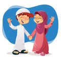 Muslim Boy and Girl Expressing Happiness