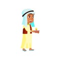 muslim boy kid carrying candle for celebrate diwali holiday cartoon vector Royalty Free Stock Photo
