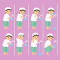 Muslim Boy Perform Ablution Steps Vector Collection Royalty Free Stock Photo