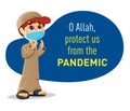 Muslim Boy Praying , Protect us from the Pandemic Coronavirus