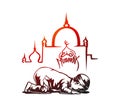 Muslim Boy Praying Namaz, Islamic Prayer - Hand Drawn Sketch