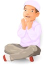 Muslim boy praying - Vector Illustration Royalty Free Stock Photo