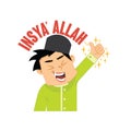 muslim boy saying insyaallah. Vector illustration decorative design