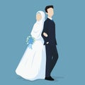 Muslim Bride and Groom Vector Cartoon Illustration.