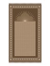 Muslim brown prayer rug with decorative elements. Islamic textile