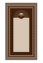 Muslim brown prayer rug with decorative elements. Islamic textile