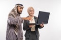 muslim business partner discussing and meeting using laptop pc Royalty Free Stock Photo