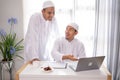 muslim business partner discussing and meeting using laptop Royalty Free Stock Photo