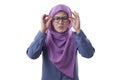 Muslim Businesswoman Adjusting Eyeglasses