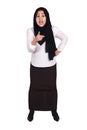 Muslim Businesswoman Pointing at Camera with Angry Expression, Giving Warn, Full Length Portrait